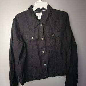 Jones New York Black Button-Front Jean Jacket